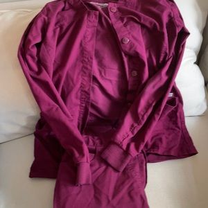 Greys anatomy burgundy jacket and pants
